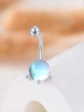wholesale 925 Sterling Silver Moonstone Belly Button Ring 14G 8mm Navel Ring-0-3