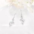 wholesale 925 Sterling Silver White Fire Opal Dolphin Drop Earrings for Women Girls s 4cm Long-0-2