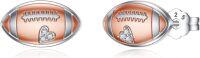wholesale 925 Sterling Silver Football Shaped Stud Earrings with Heart and Cubic Zirconia for Women-Football
