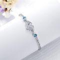 wholesale 925 Sterling Silver Blue Crystal Infinity Heart Bracelet for Women-0-2