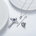 wholesale Sterling Silver Austrian Crystal Cross Urn Necklace for Ashes Pet Human Keepsake-0-1