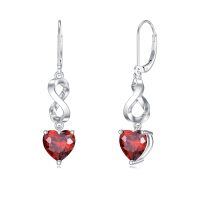 wholesale 925 Sterling Silver Heart Garnet Infinity Drop Earrings-1-Jan-Garnet Red