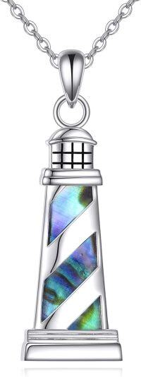 wholesale 925 Sterling Silver Lighthouse Pendant Necklace with Abalone Shell Inlay for Women Nature s for Hikers Skiers Campers-Lighthouse