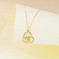 wholesale 14K Gold Heart Pendant Necklace with Sisters and Sunflower Charm for Mom or Daughter - Mothers Day s-0-5