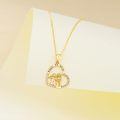 wholesale 14k Gold Heart Pendant Necklace Wholesale With Sunflower And Two Figures Design-0-5