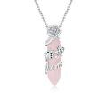 wholesale 925 Sterling Silver Rose Quartz Ladybug Mom Charm Pendant Necklace for Women-0-0