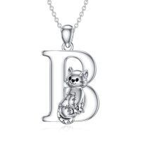 wholesale 925 Sterling Silver Letter E Pendant With Cat Design-B