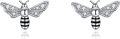 wholesale 925 Sterling Silver Bee Stud Earrings with Cubic Zirconia - Unique Insect  for Her-0-0