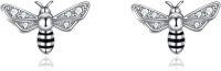 wholesale 925 Sterling Silver Bee Stud Earrings with Cubic Zirconia - Unique Insect  for Her-Bee