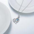 wholesale 925 Sterling Silver Heart-Shaped Mother & Baby Turtles Pendant with Blue Topaz and White Cubic Zirconia Gemstones s for Mom or Wife-0-4