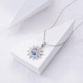 wholesale 925 Sterling Silver Blue Opal Evil Eye Sunburst Pendant Necklaces for Women Girls' Gifts-0-3