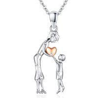 wholesale 925 Sterling Silver Mother And Son Heart Pendant Necklace-E