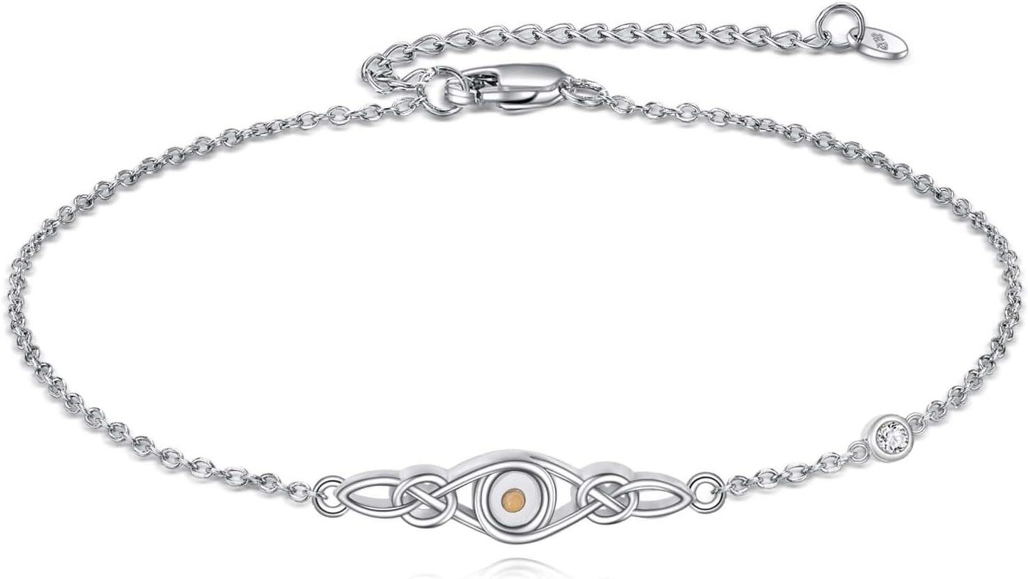 wholesale Sterling Silver Celtic Knot Bracelet w Mustard Seed Moonstone Birthstone-A-4-April