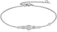 wholesale 925 Sterling Silver Celtic Knot Bracelet w Mustard Seed Moonstone Birthstone-A-4-April