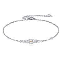 wholesale 925 Sterling Silver Celtic Knot Bracelet w Mustard Seed Moonstone Birthstone-A-4-April
