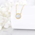 wholesale 14K Gold White Opal Round Evil Eye Hamsa Hand Butterfly Heart Charm Necklace-0-3