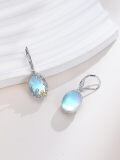 wholesale 925 Sterling Silver Girl With Dog Moonstone Two Tone Drop Earrings-0-2