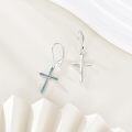 wholesale 925 Sterling Silver Turquoise Inlay Cross Leverback Dangle Earrings for Women-0-3