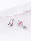 wholesale 925 Sterling Silver Celtic Knot Stud Earrings with Pink Birthstone for Women-0-3