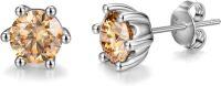 wholesale 18K White Gold Plated Sterling Silver Moissanite Stud Earrings 0 2 1ct-0.75ct Yellow