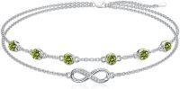 wholesale Sterling Silver Birthstone Women s Anklet Bracelets Infinity Butterfly Evil Eye Turtle Pineapple Starfish Heart-Infinity 08-Peridot-Bracelet 7"-9"
