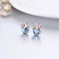 wholesale 925 Sterling Silver Heart-Shaped Blue Crystal Unicorn Stud Earrings for Kids Adults-0-3
