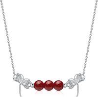 wholesale Sterling Silver Crystal Dragonfly Necklace Reiki Healing Stone Choker Pendant for Women-07-Red Carnelian