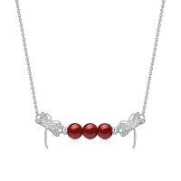 wholesale 925 Sterling Silver Pink Rose Quartz Dragonfly Pendant Necklace-07-Red Carnelian