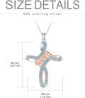 wholesale 925 Sterling Silver Opal Mom Cross Pendant Necklace White Platinum Rose Gold Plated-0-3