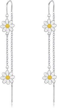 wholesale 925 Sterling Silver Daisy Flower Drop Earrings for Women Girls -Daisy