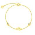 wholesale 14k Gold Double Heart Moissanite Bezel Set Chain Bracelet-0-0