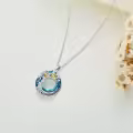 TOUPOP Sterling Silver Blue Crystal Bee Pendant Necklace-0-4