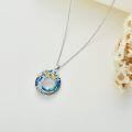 TOUPOP Sterling Silver Blue Crystal Bee Pendant Necklace-0-4