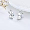 wholesale 925 Sterling Silver Rabbit Stud Earrings for Women Girls Gift Idea Minimalist Hypoallergenic Jewelry 4g-0-4