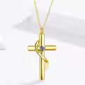 wholesale 925 Sterling Silver Gold & Sterling Silver Cross Urn Necklace with Birthstone – Infinity Engraved 'I Love You Forever' – Cremation Jewelry for Ashes, Hair, Keepsake Gift-0-2