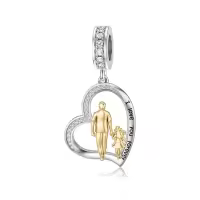 wholesale 925 Sterling Silver Family Love Charm Bracelet for Daughter Mother Lover - Birthday Valentine's Day Gifts-07-Heart-Gold
