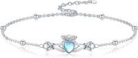 wholesale 925 Sterling Silver Heart Claddagh Bracelet with Moonstone and Trinity Knots for Women Girls-Claddagh 7"-9"