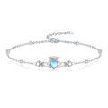 wholesale 925 Sterling Silver Claddagh Heart Moonstone Charm Bracelet With Adjustable Chain-0-0