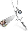 wholesale 925 Sterling Silver & White Gold Plated Minimalist Cross Necklace Engraved Philippians 4:13 - 31.9mm Pendant, 20 Chain, Hypoallergenic Christian Jewelry Gift for Women-0-3