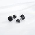 wholesale 925 Sterling Silver Round Black Onyx CZ Stud Earrings for Women and Men-0-5