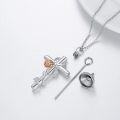 wholesale 925 Sterling Silver Cross with Rose and Butterfly Charm Cremation Urn Necklace for Ashes Keepsake Pendant-0-4