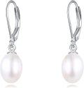wholesale 925 Sterling Silver Oval Freshwater Cultured Pearl Leverback Earrings-0-0