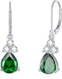 wholesale 925 Sterling Silver Birthstone Dangle Drop Earrings for Women-May-Emerald,