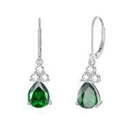 wholesale 925 Sterling Silver Garnet Teardrop Earrings-May-Emerald,