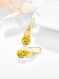 wholesale Gold 925 Sterling Silver Citrine Flower Drop Dangle Earrings for Women-0-2