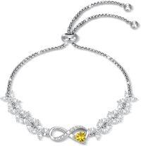 wholesale 925 Sterling Silver Heart Birthstone Tennis Bracelet Infinity Love Jewelry Gift for Women-11-Nov-Citrine