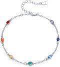 wholesale 925 Sterling Silver Rainbow 7 Chakra Stones Yoga Bracelet for Women Wife Girlfriend-0-0