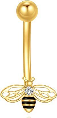 wholesale  14K Gold Cubic Zirconia Hypoallergenic Belly Button Rings for Women -Bee