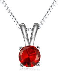 wholesale Sterling Silver Cubic Zirconia Solitaire Pendant Necklace for Women-January-Garnet