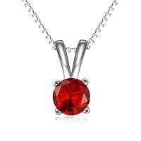 wholesale 925 Sterling Silver Pendant Necklace Wholesale With Green Gemstone And Chain-January-Garnet